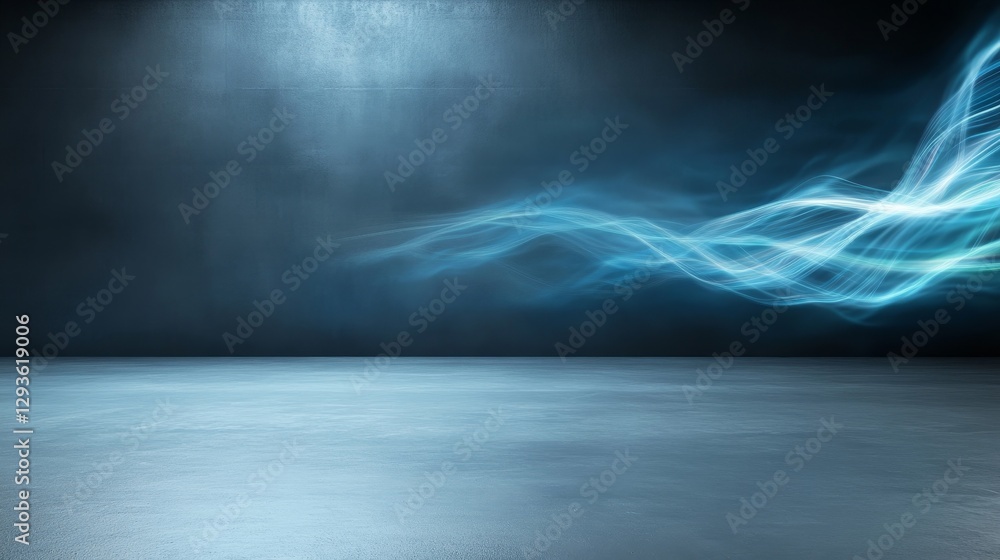 Aufkleber abstract background with blue light waves and dark surface texture
