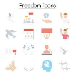 Freedom, peace, protest, demonstration icon set in thin line style
