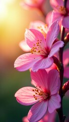 Fototapeta premium Vibrant blossoms blooming against a sunny backdrop, nature, blossoms