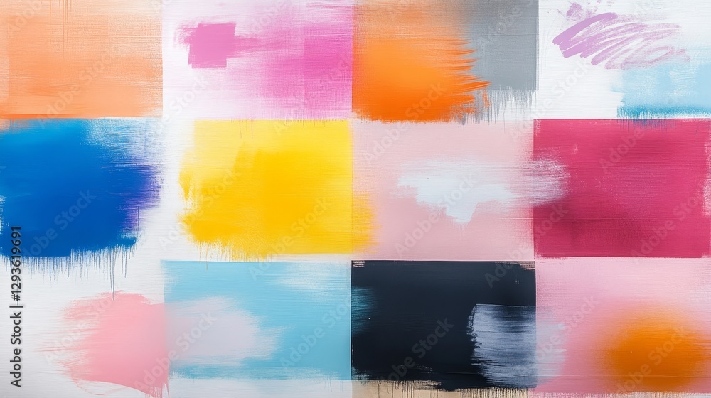 Poster colorful abstract paint strokes on canvas background for art projects