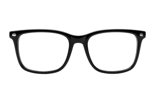 Front view stylish black glasses product photography