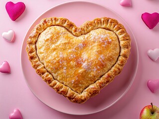heart shaped cake, homemade apple pie with cinnamon, heart shaped apple pie