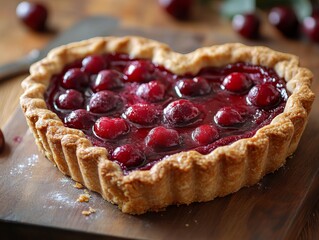 heart shaped cherry pie, cherry pie for Valentines Day, Birthday, present 