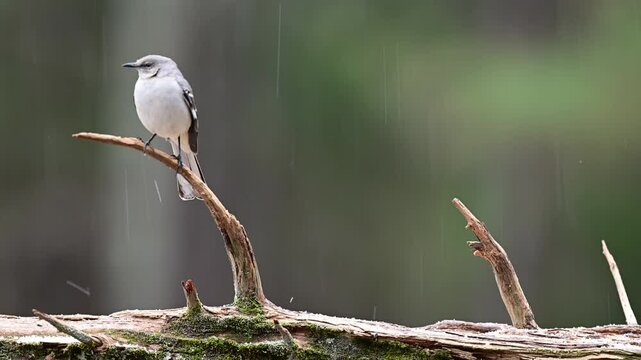 Northern Mockingbird perched on a log