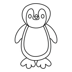 Penguin Coloring Page for Kids illustration