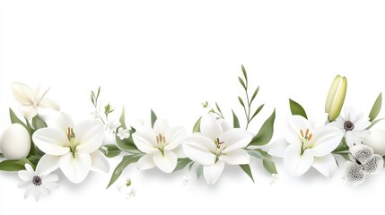 Fototapeta premium Elegant White Flower Arrangement on a Soft White Background