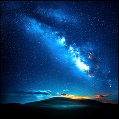 Fototapeta premium Stunning milky way over the great plains with starry night sky and vast open landscape