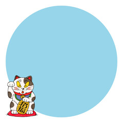 招き猫 コピースペース(ブルー)