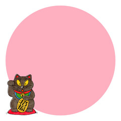 黒い招き猫 コピースペース(ピンク)