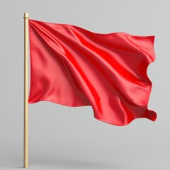 Vibrant red flag billowing in the wind, symbolizing strength and freedom against a vibrant sky background