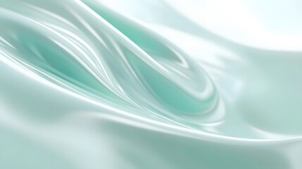 Elegant Flow of Mint Green Silk Fabric with Soft Waves and Light Reflections