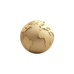 Golden globe with raised continents symbolizing global unity and environmental awareness
