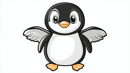 Obraz premium A cartoon penguin with its wings spread out