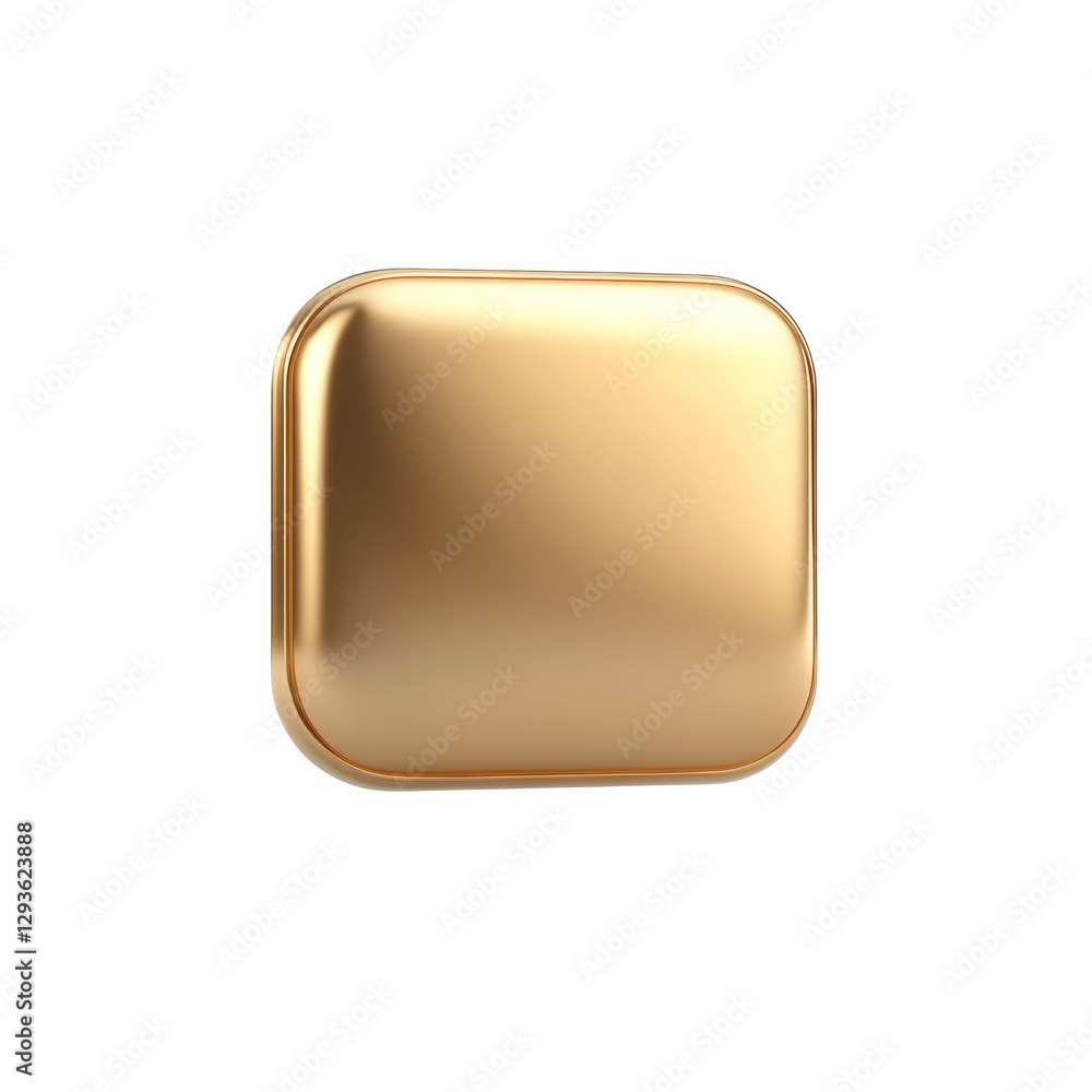 Aufkleber golden square button with rounded corners and smooth shiny surface