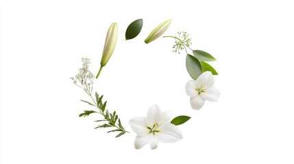 Elegant Floral Arrangement with White Flowers and Green Leaves