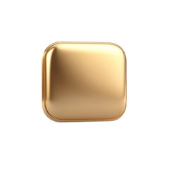 Golden square button with rounded corners and smooth shiny surface