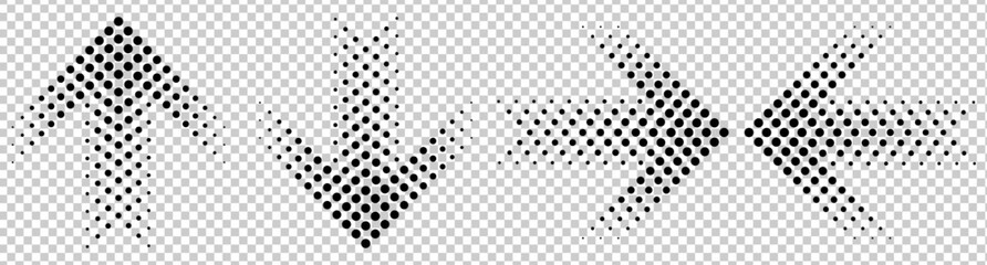 Abstract halftone dotted arrow pattern. Black dots arranged in a dynamic. Perfect for modern, tech, and futuristic themes.