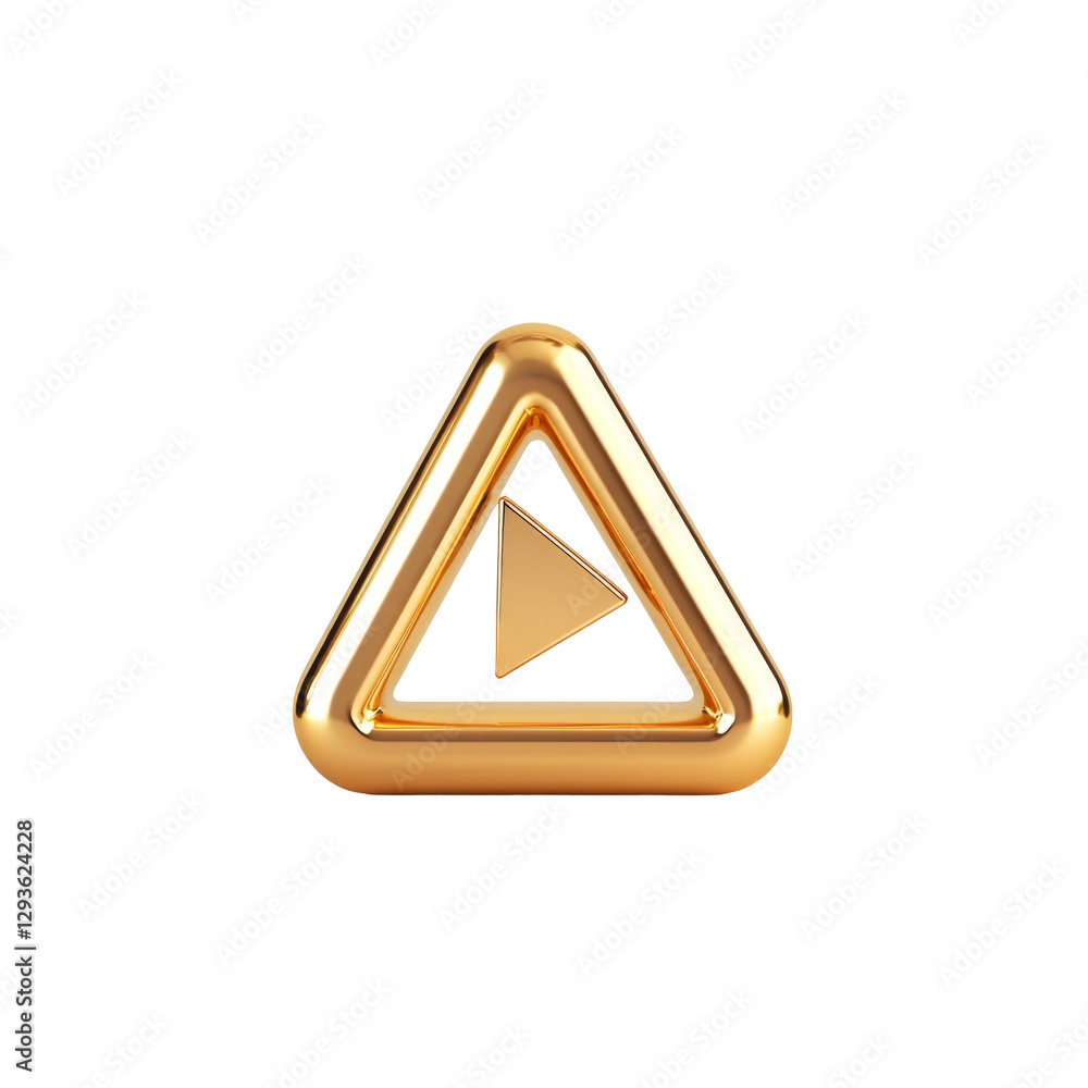 Poster elegant golden triangle with play button in a sleek modern geometric design