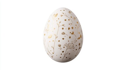 Decorative White Egg with Gold Floral Design for Easter Celebrations