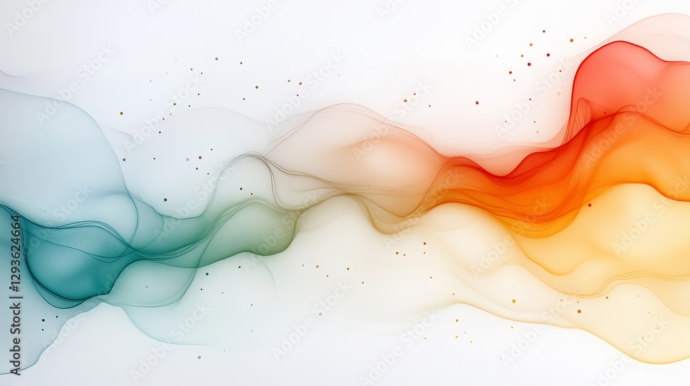 Poster colorful abstract flowing waves with ethereal gradients and particles
