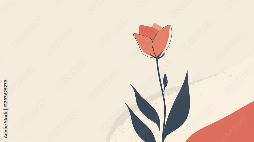 Canvas Prints a minimalist illustration of a single flower with abstract shapes in the background.