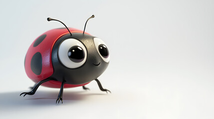 Obraz premium A cartoonish red ladybug with black spots and big eyes
