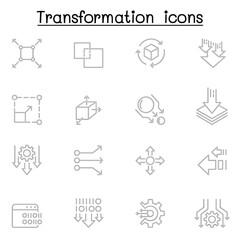 transform, edit, change, scale, update icon set in thin line style