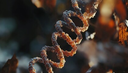 Frozen DNA Helix Autumn Leaves