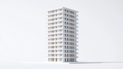 Modern apartment building, 3D model, minimalist, architectural design, digital rendering, mockup, studio shot, realistic, simple