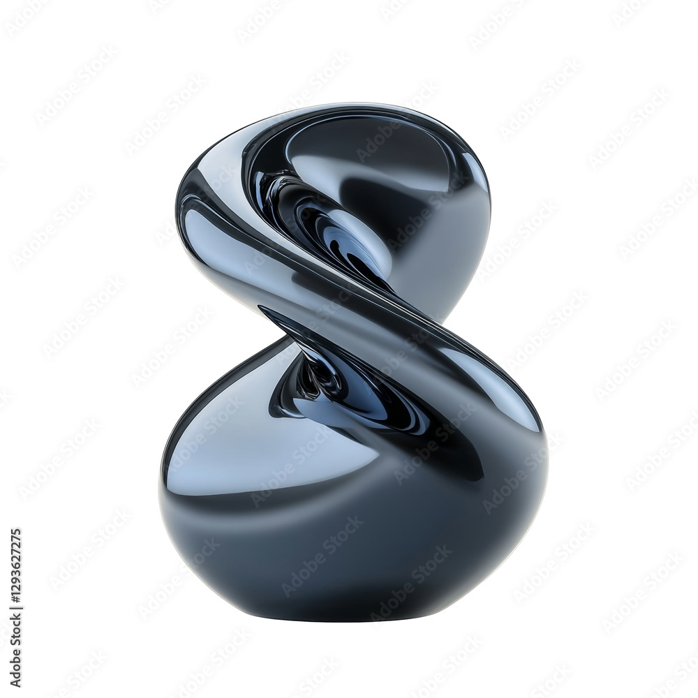 Poster abstract twist sculpture with smooth curves reflecting light in a unique artistic form