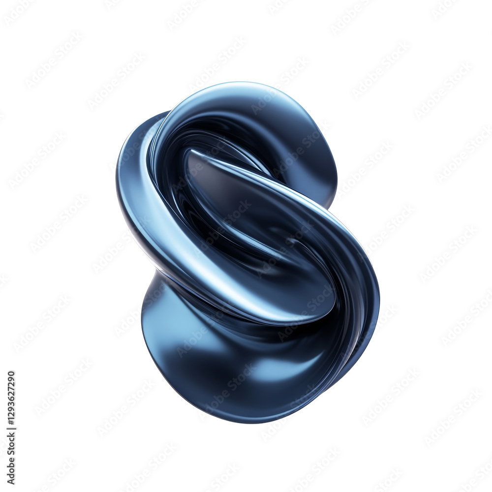 Poster shiny metallic abstract sculpture with smooth curves reflecting light from various angles