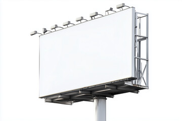 Obraz premium Selective focus white screen for advertisement on big billboard structure, Commercial billboard with blank space.