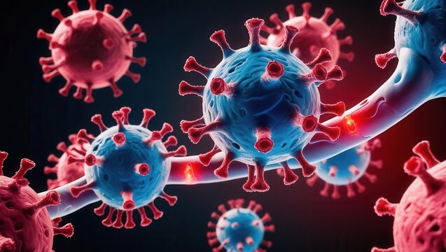 Laboratory study of covid-19 virus structure dark background visualization