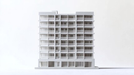3D Model of Apartment Building, White Background, Architectural Design