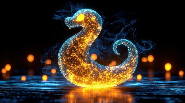 Glowing Serpent in Smoky Night Scene - Powered by Adobe