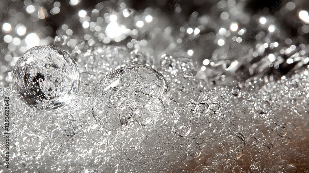 Poster water's embrace: bubbles cascade in a dynamic display, capturing the play of light and the dance of 