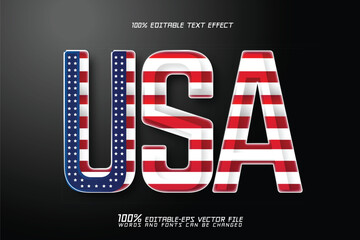 usa united state of america flag in text editable text effect