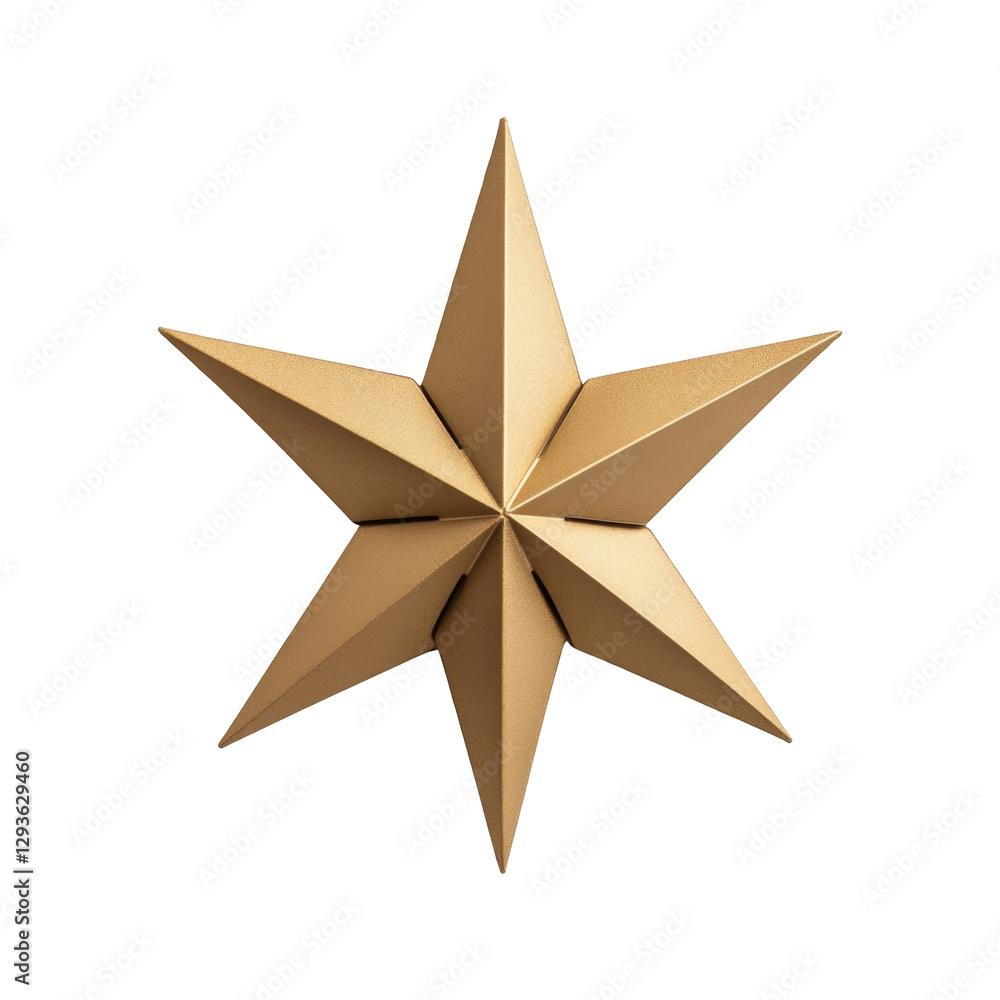 Poster golden metallic star with sharp points and intricate geometric design captures attention