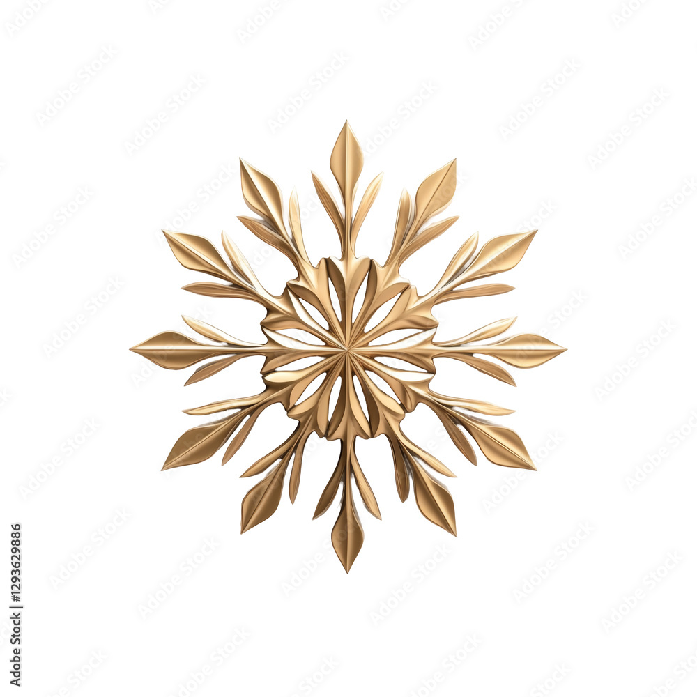 Poster elegant golden snowflake with intricate details and symmetrical design in a radiant finish