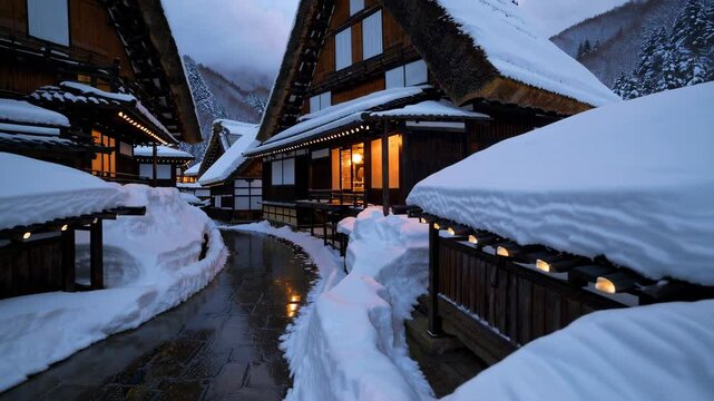 Shirakawa-go in Winter: A Traditional Japanese Village Covered in Snow