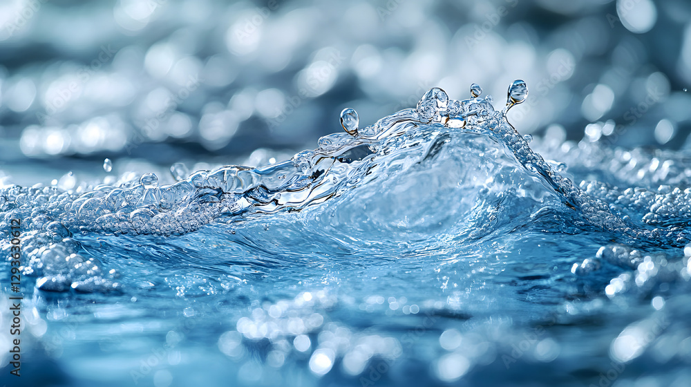 Poster water wave: capturing the dynamic motion and refreshing nature of a wave as it crests, showcasing th