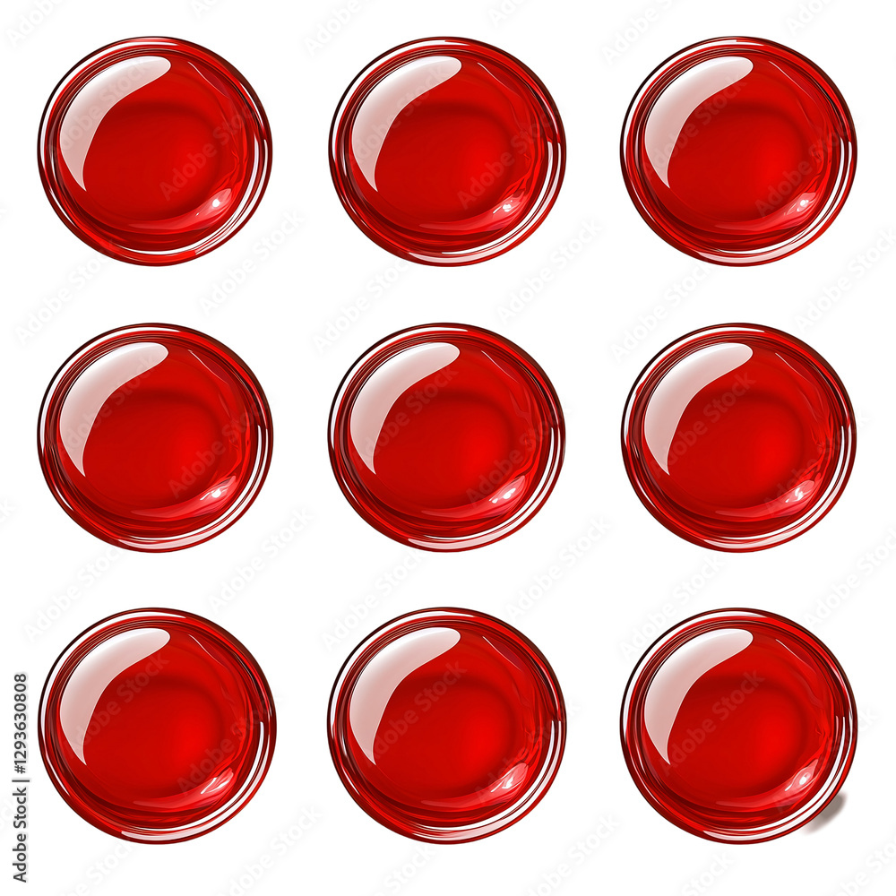 Aufkleber red glossy circles abstract background design art icon shiny isolated on transparent background