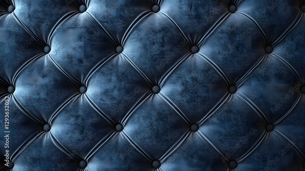 Poster close-up of luxurious deep blue velvet upholstery with a tufted pattern and buttons. deep blue velve