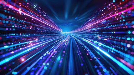 Obraz premium Wonderful picture of colorful light sparkling particles scattered across space background, create abstract bokeh effect perfect for designs that aim to evoke a sense of energetic and fantasy. AIG53.