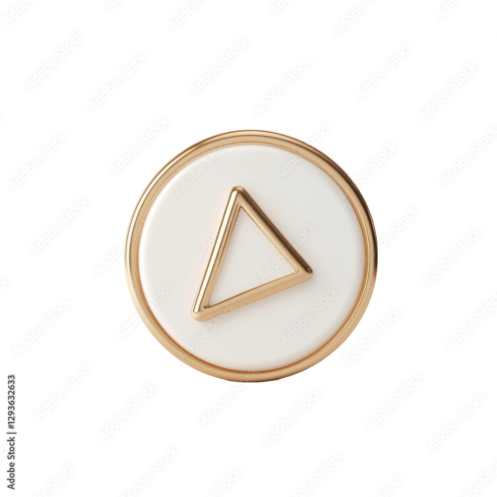 Poster elegant gold triangle button with white center and circular shape