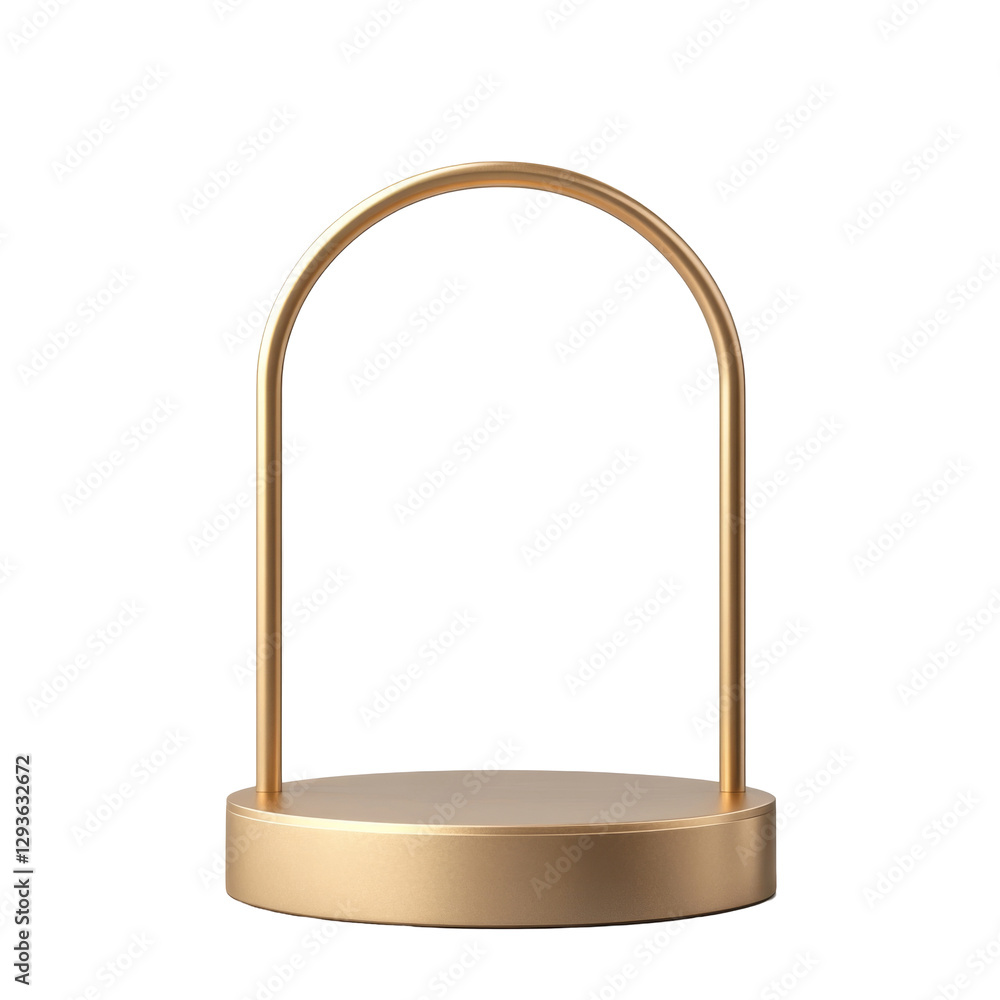 Poster elegant gold stand with smooth circular base and simple arch design for decorations