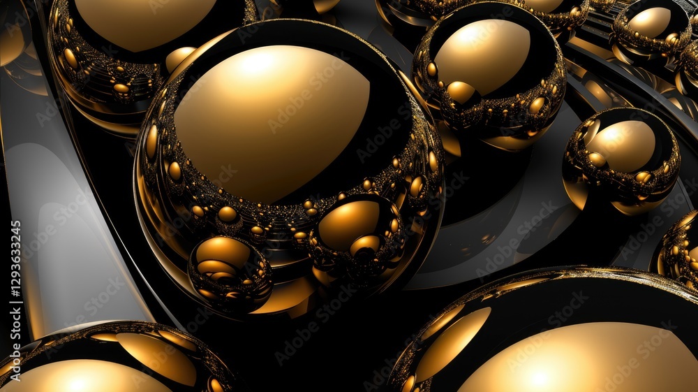Poster abstract black and gold color light in circle shapes scatter around express colorful design. round f