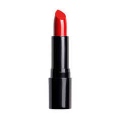 Obraz premium Vibrant red lipstick, classic beauty product in sleek black casing, perfect for makeup tutorials or beauty advertisements. Isolated on white background or PNG