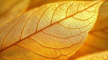 Obraz premium Golden leaf veins in sunlight