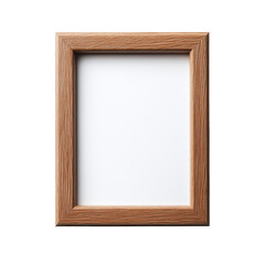 Elegant wooden frame, empty white space ready for artwork or photos, minimalistic design for home or office decor. Isolated on white background or PNG